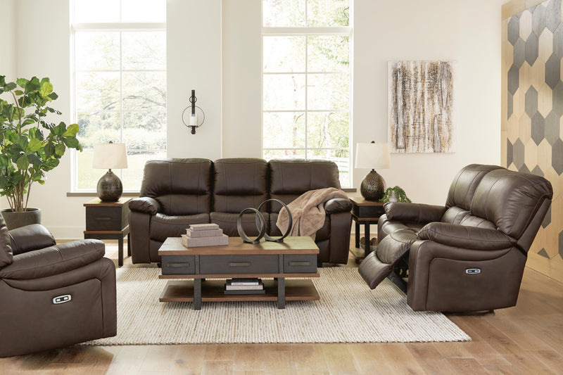 Ashley Furniture Leesworth living room set with a plush sofa and loveseat, featuring neutral fabric and modern design.