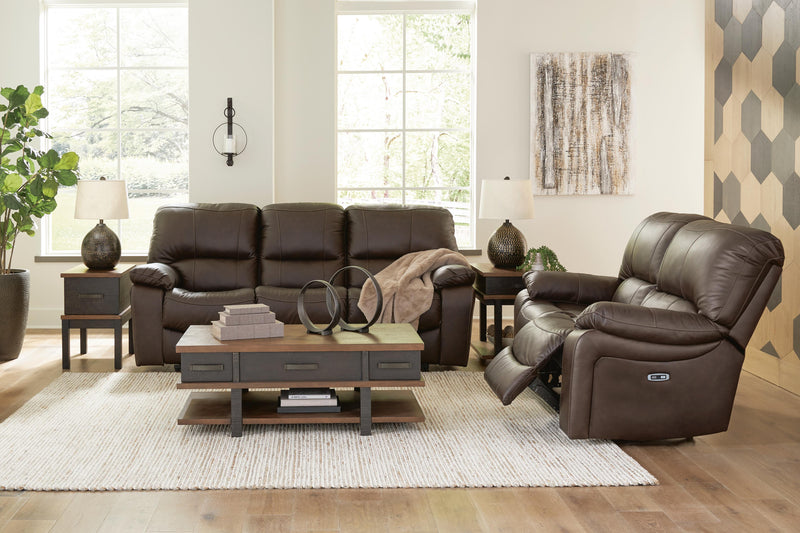 Ashley Furniture Leesworth living room set featuring a sofa, loveseat, and armchair with neutral upholstery and contemporary design.