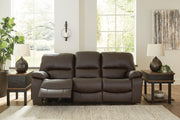 Ashley Furniture Leesworth living room set with sofa and loveseat in neutral upholstery, modern design, and plush cushions.