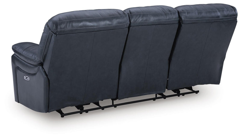 Ashley Furniture Leesworth living room set featuring plush sofas and armchairs in neutral fabric, shown from the back.