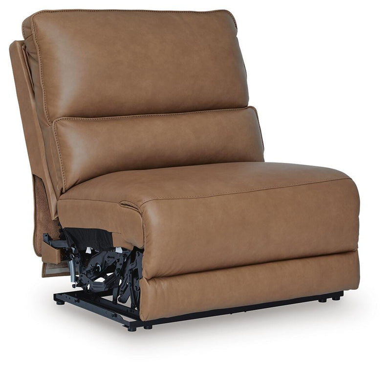 Ashley Furniture DeepWakes Power Reclining Sectional with Chaise, shown from an angle, featuring plush upholstery and a reclining chaise.