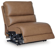 Ashley Furniture DeepWakes power reclining sectional with chaise, shown from an angle with open reclining seats and plush cushions.