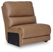 Ashley Furniture DeepWakes reclining sectional sofa chaise with plush cushions and modern design, shown from an angled side view.