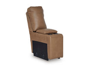 Ashley Furniture DeepWakes power reclining sectional with chaise, shown from an angled view in a closed position.