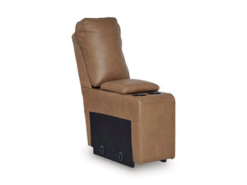 Ashley Furniture DeepWakes power reclining sectional with chaise, shown from an angled view in a closed position.