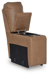 Ashley Furniture DeepWakes reclining sectional with storage console, showing open chaise with plush cushions and modern design.