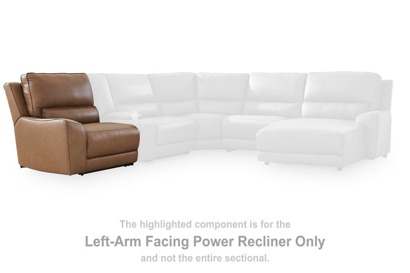 DeepWakes reclining sectional sofa chaise by Ashley Furniture, showing plush fabric upholstery and reclining seats in a modern living room.
