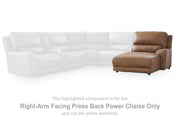 Ashley Furniture DeepWakes power reclining sectional with chaise, featuring plush cushions and modern design, viewed from front.