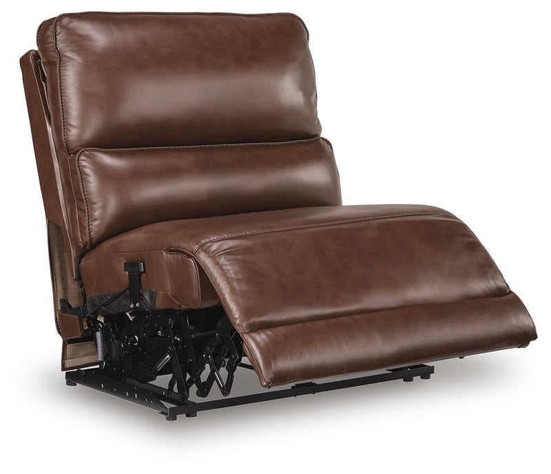 Ashley Furniture DeepWakes power reclining sectional with chaise, shown from an angled open view highlighting the sofa's design and features.