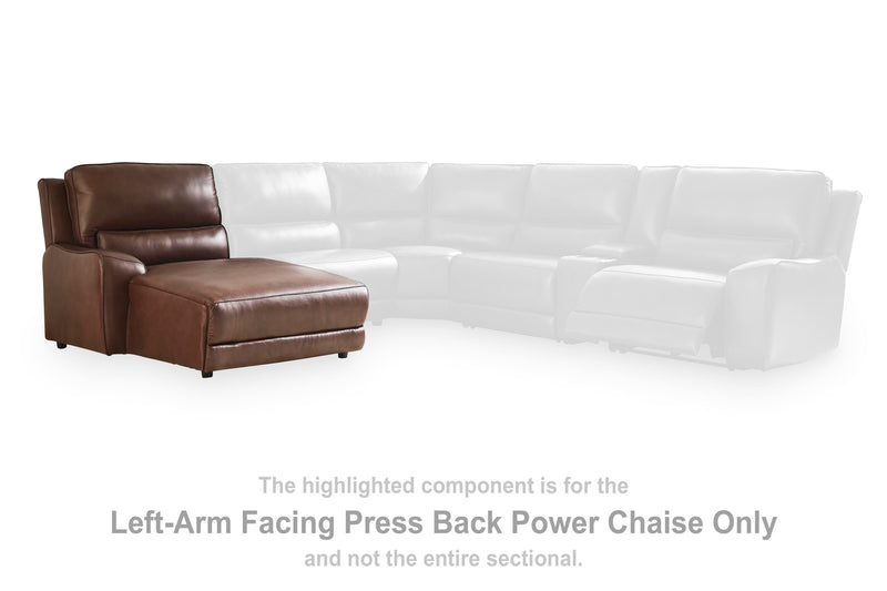 Ashley Furniture DeepWakes power reclining sectional with chaise, featuring plush cushions and a modern design.