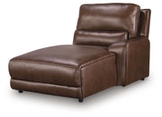 Ashley Furniture DeepWakes reclining sectional sofa chaise with plush cushions and a modern design, shown from an angled view.