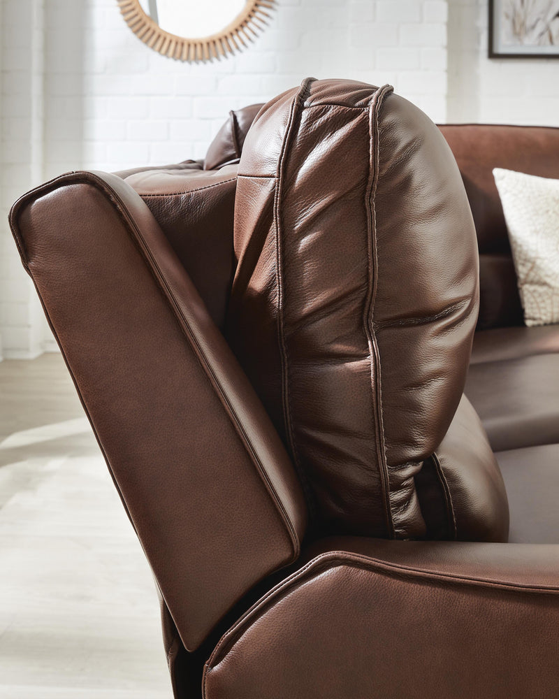 Ashley Furniture DeepWakes Power Reclining Sectional with Chaise, featuring plush upholstery and adjustable reclining seats.