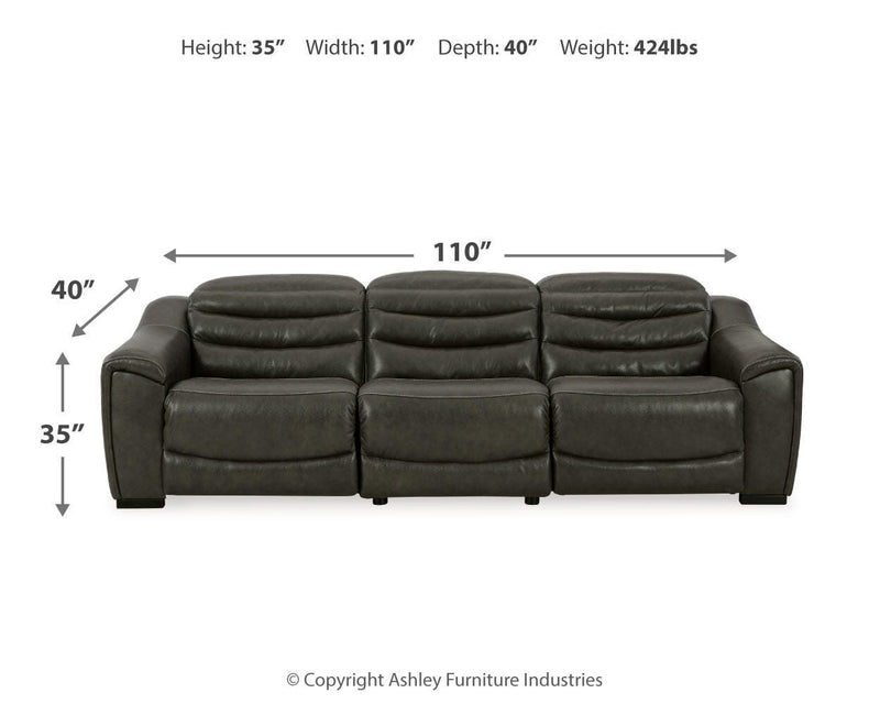 Ashley Furniture Center Line living room set with sofa, loveseat, and armchair in a modern fabric design.