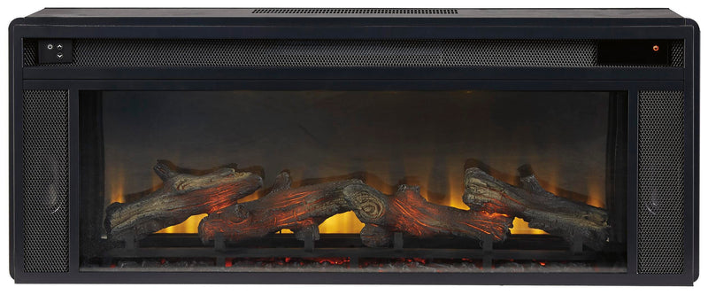 Ashley Furniture entertainment accessories fireplace insert with a sleek, modern design, shown in a head-on view.