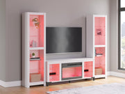 Ashley Furniture Brollevi Entertainment Center with multiple shelves and compartments in a rich wood finish.