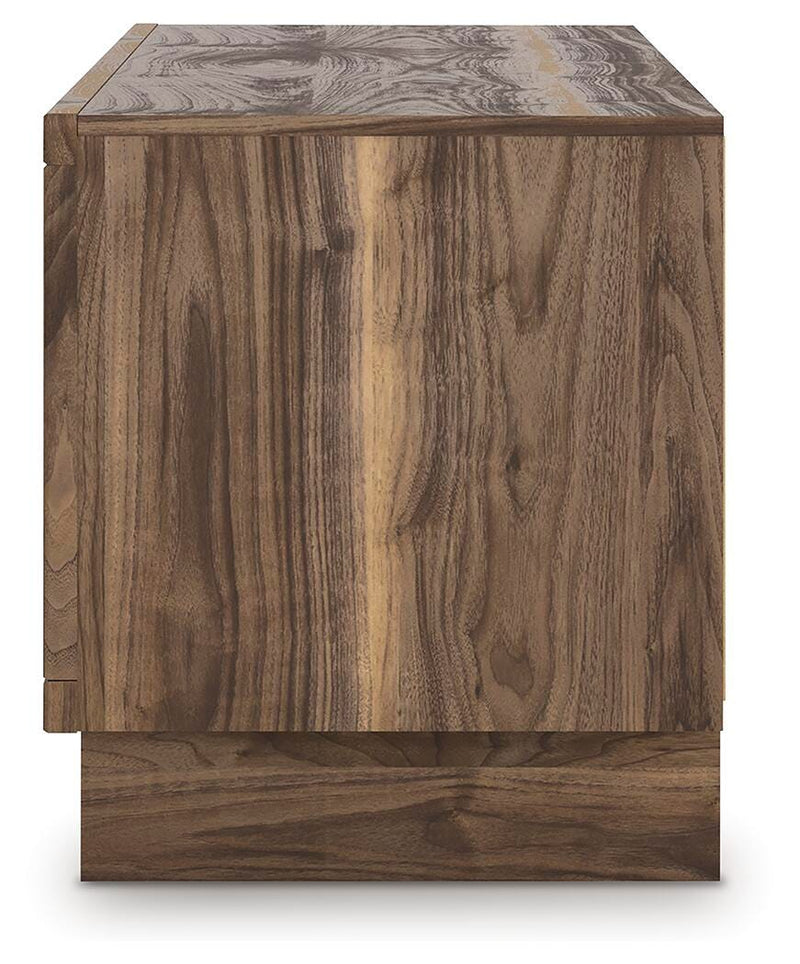 Ashley Furniture Zadilyn 72-inch TV stand with built-in electric fireplace, showcasing a modern design with storage compartments and a cozy glow.
