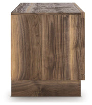 Ashley Furniture Zadilyn 72-inch TV stand with built-in electric fireplace, featuring wood finish and side storage cabinets.