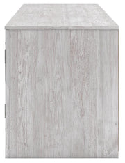 Ashley Furniture Cayboni 71-inch TV stand with built-in electric fireplace, showcasing a modern wood finish and open shelving.
