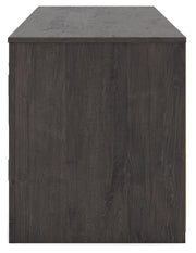 Ashley Furniture Cayboni 71-inch TV stand with built-in electric fireplace, featuring a modern wood finish and ample storage.