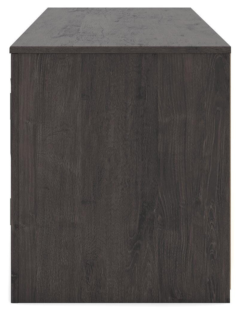 Ashley Furniture Cayboni 71-inch TV stand with built-in electric fireplace, featuring a modern wood finish and ample storage.