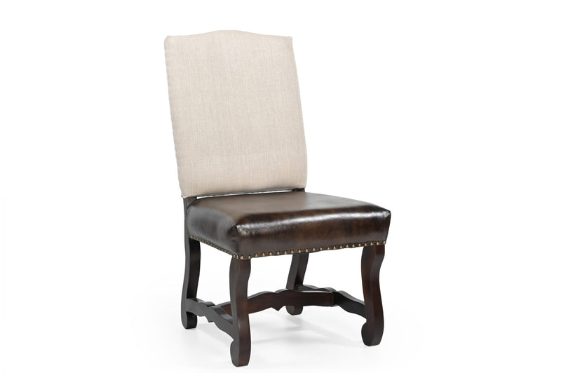 Riviera Chairs with leather seat and Linen back