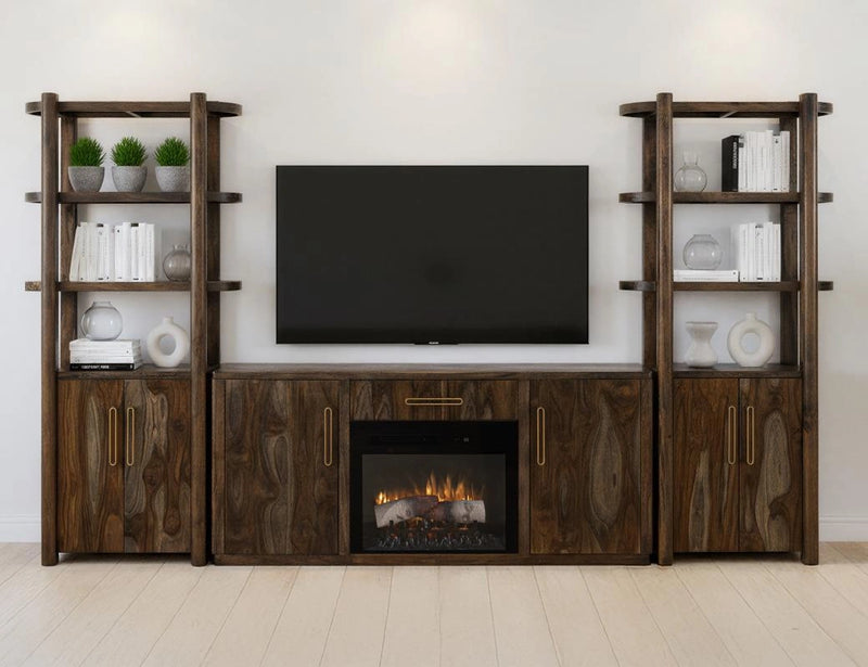 Black Balam Wall Unit with Electric Fireplace Insert