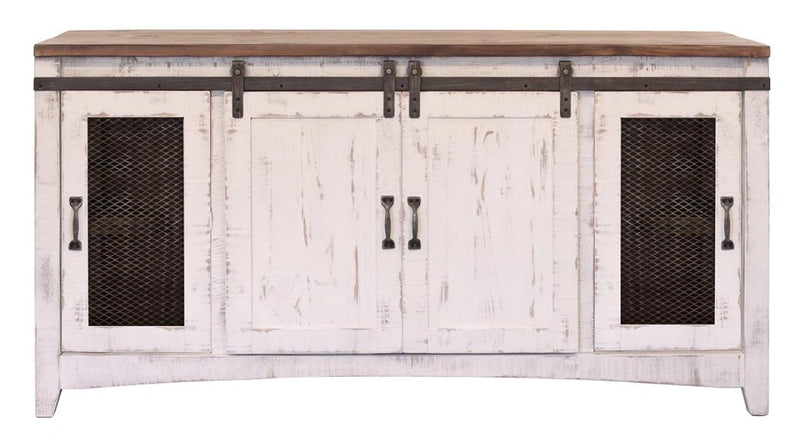 Pueblo White TV-Stand w/4 Doors
