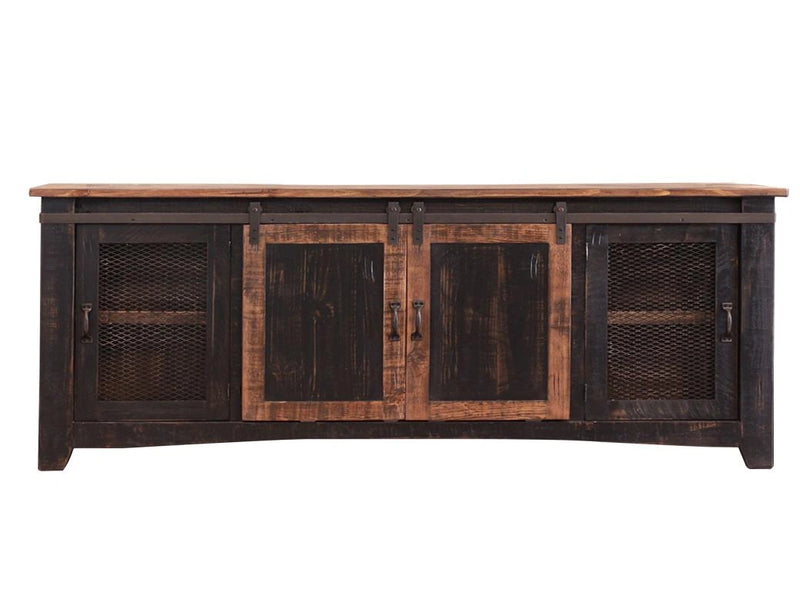 Pueblo Black 80" TV Stand w/4 doors and Shelves