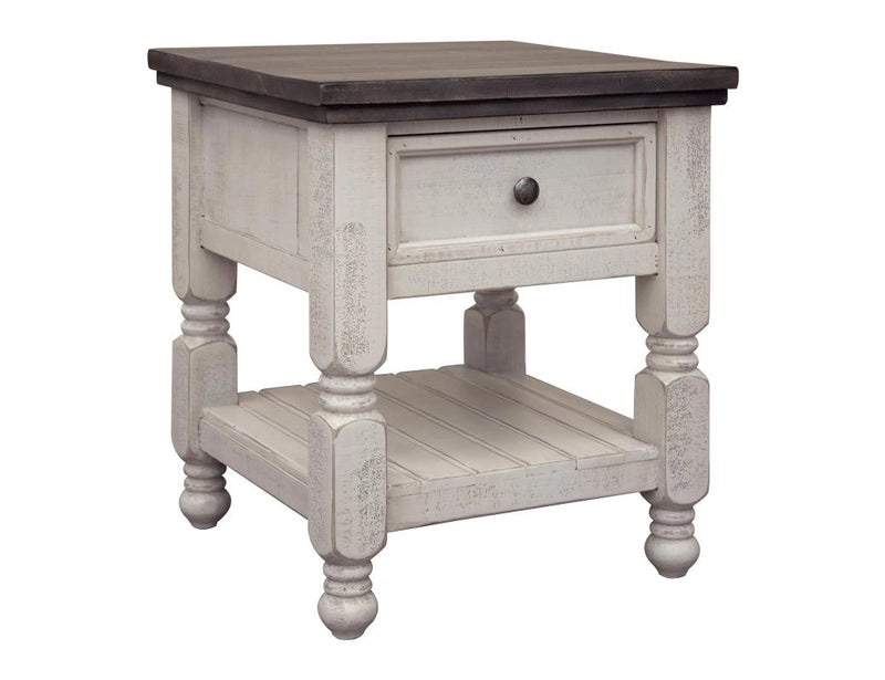 Stone 1 Drawer, Shelf End Table