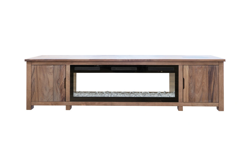 Natural Parota 93" Electric Fireplace