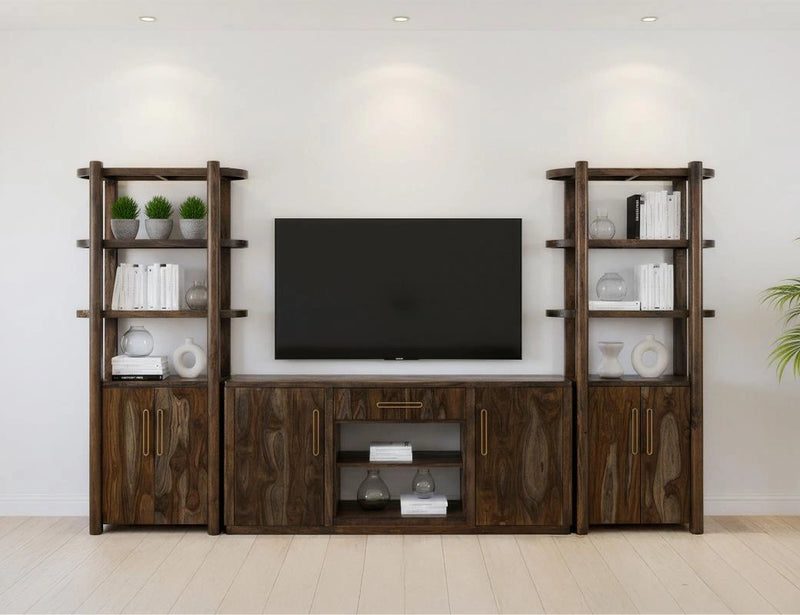 Black Balam Wall Unit with Electric Fireplace Insert