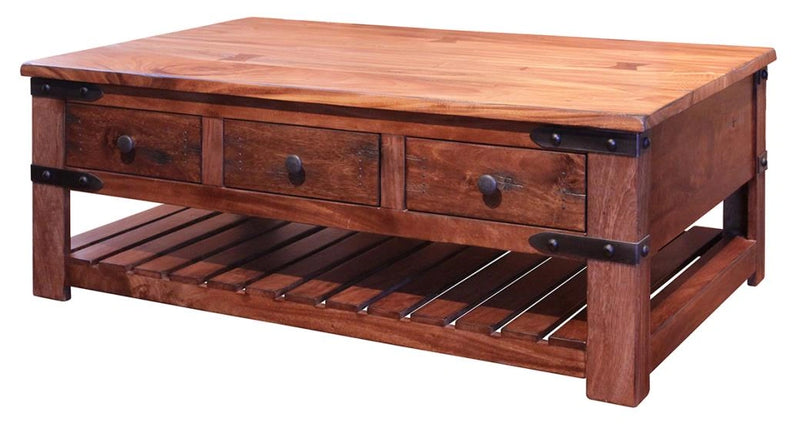 Parota Cocktail Table w/6 Drawers