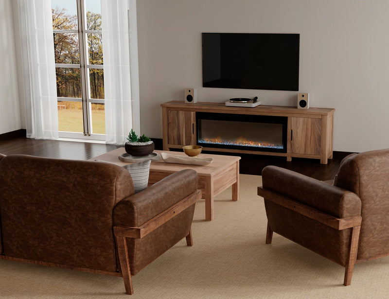 Natural Parota 93" Electric Fireplace