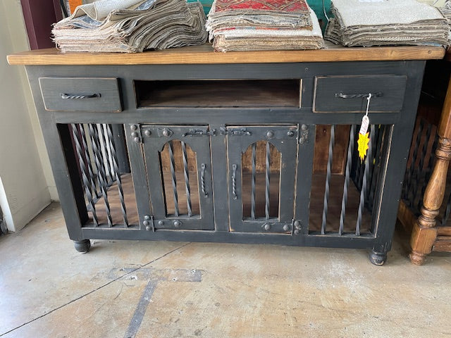 Reclaimed Wood Dog Crate/Kennel with Twisted Iron – Clearance Deal