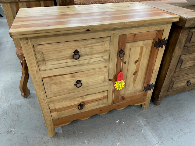 Tascate Wood Accent Table Natural Finish with Cabinet & Drawers