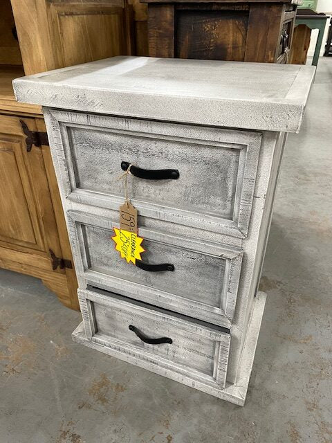 3-Drawer Nightstand Vintage Gray Finish