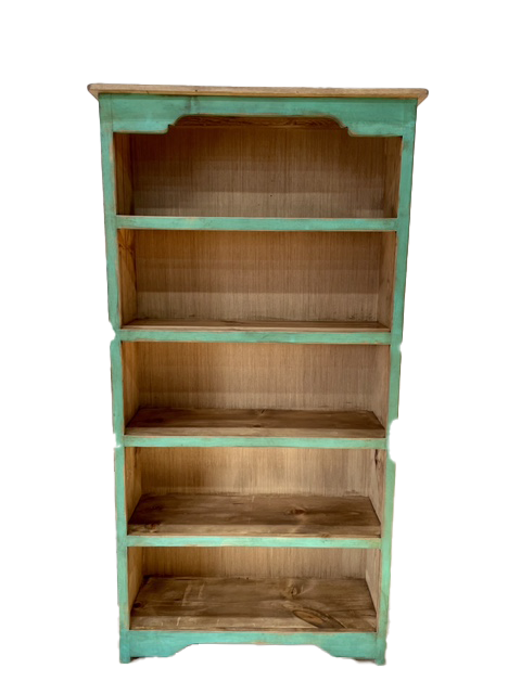 Curio Bookcase: Handcrafted Mexican Pine Wooden Bookshelf