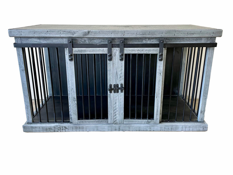 Distressed Gray Dog Crate