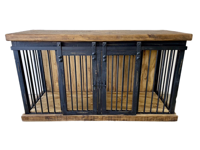 Distressed Black Dog Crate