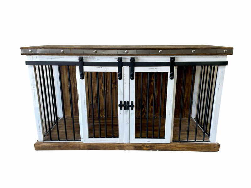 Distressed White Dog Crate