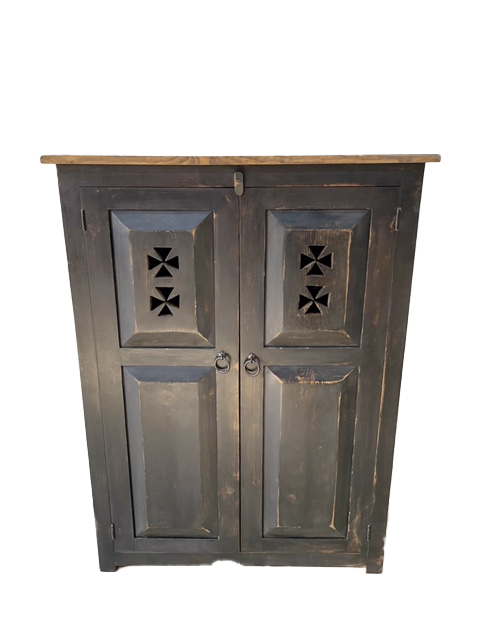 CROSS DOUBLE JELLY CABINET in Black: A Rustic Marvel