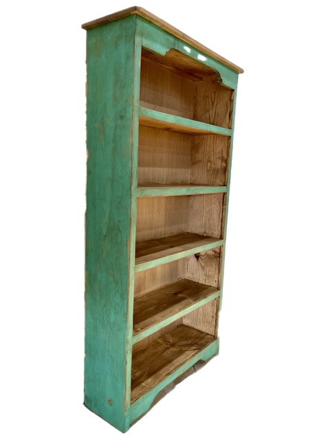 Curio Bookcase: Handcrafted Mexican Pine Wooden Bookshelf