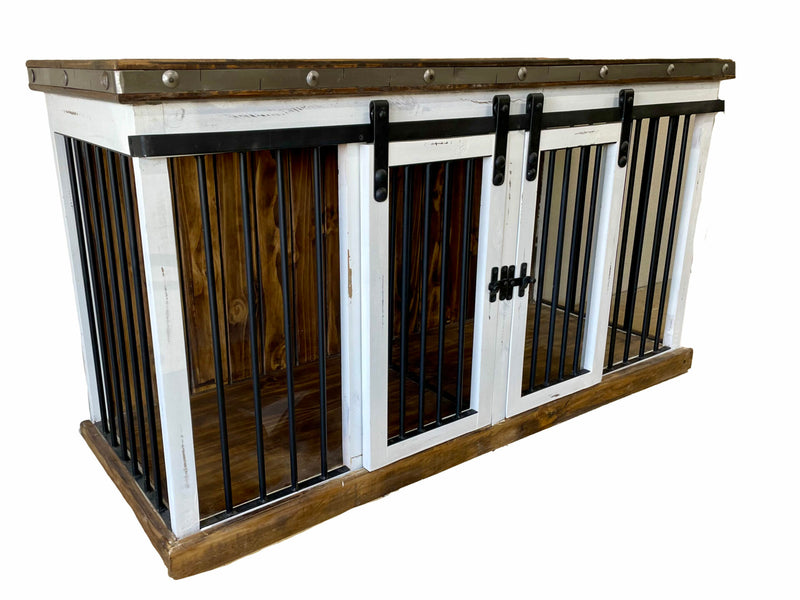 Distressed White Dog Crate