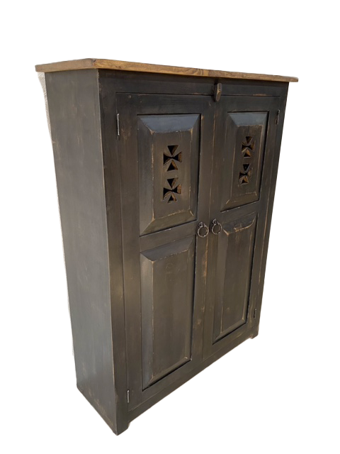 CROSS DOUBLE JELLY CABINET in Black: A Rustic Marvel