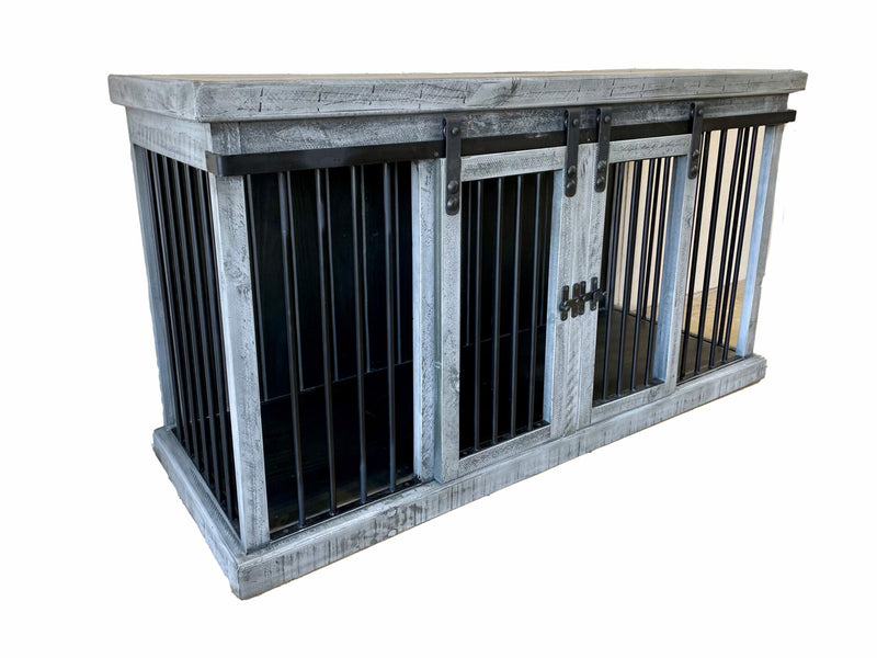Distressed Gray Dog Crate