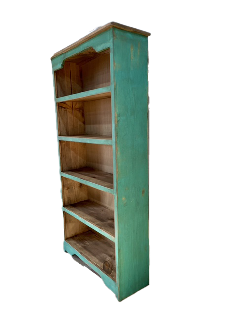 Curio Bookcase: Handcrafted Mexican Pine Wooden Bookshelf