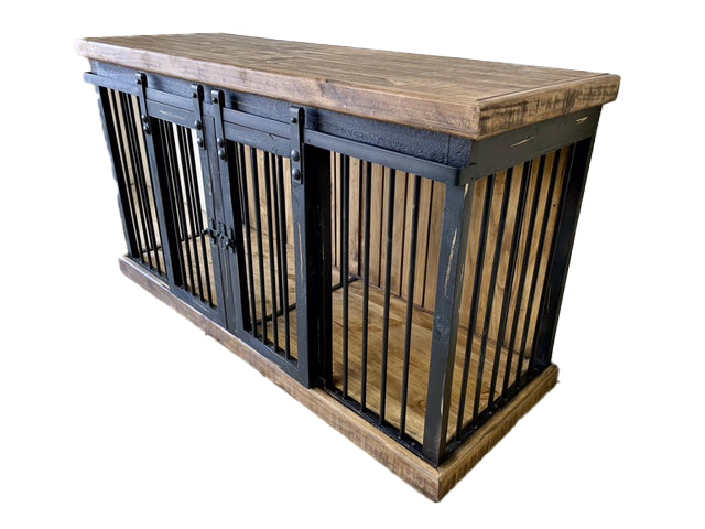 Distressed Black Dog Crate
