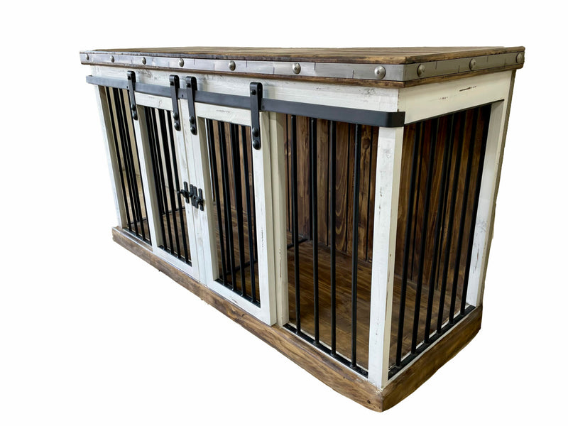Distressed White Dog Crate