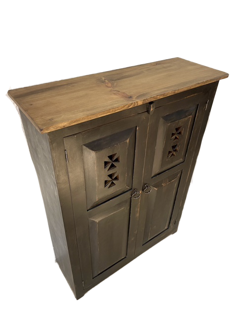 CROSS DOUBLE JELLY CABINET in Black: A Rustic Marvel