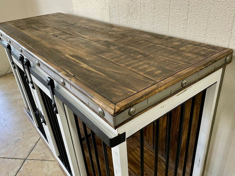 Distressed White Dog Crate